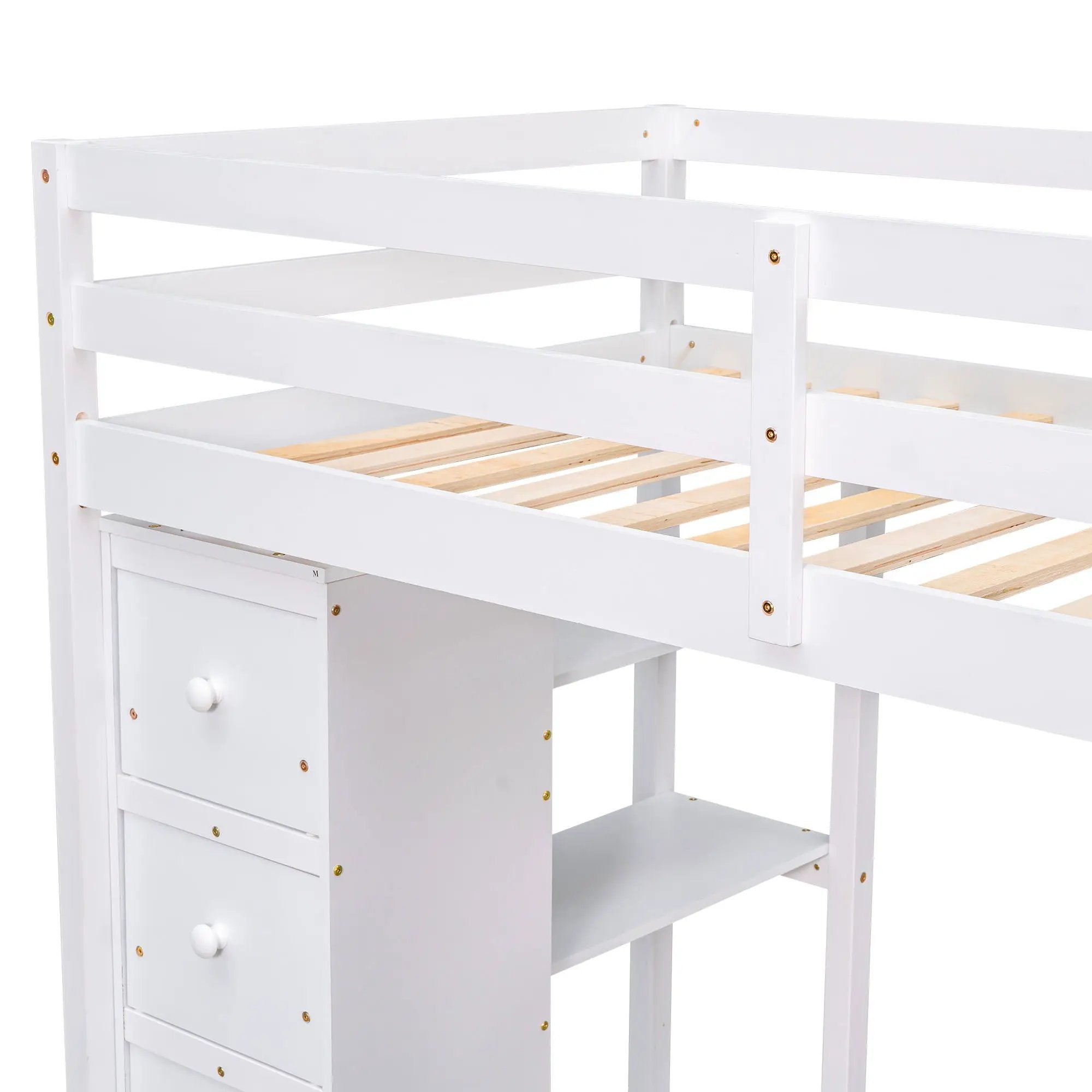 Loft Bed With Storage Drawers, Desk And Stairs With Shelves by HouseOfZazla
