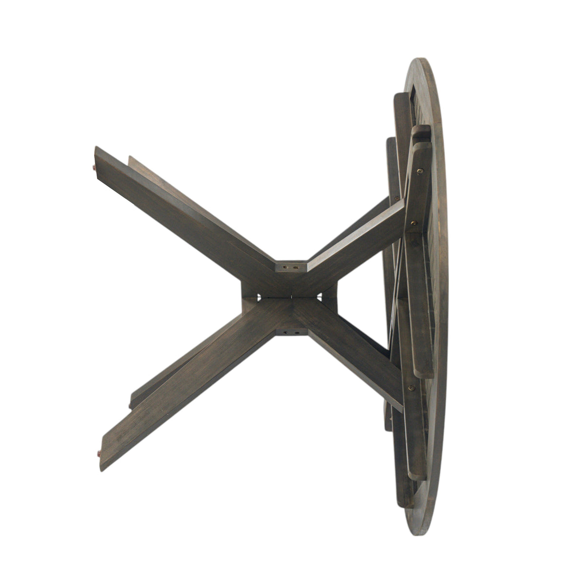 Stanford Outdoor Round Acacia Wood Dining Table with X Base, photo 7 of 10