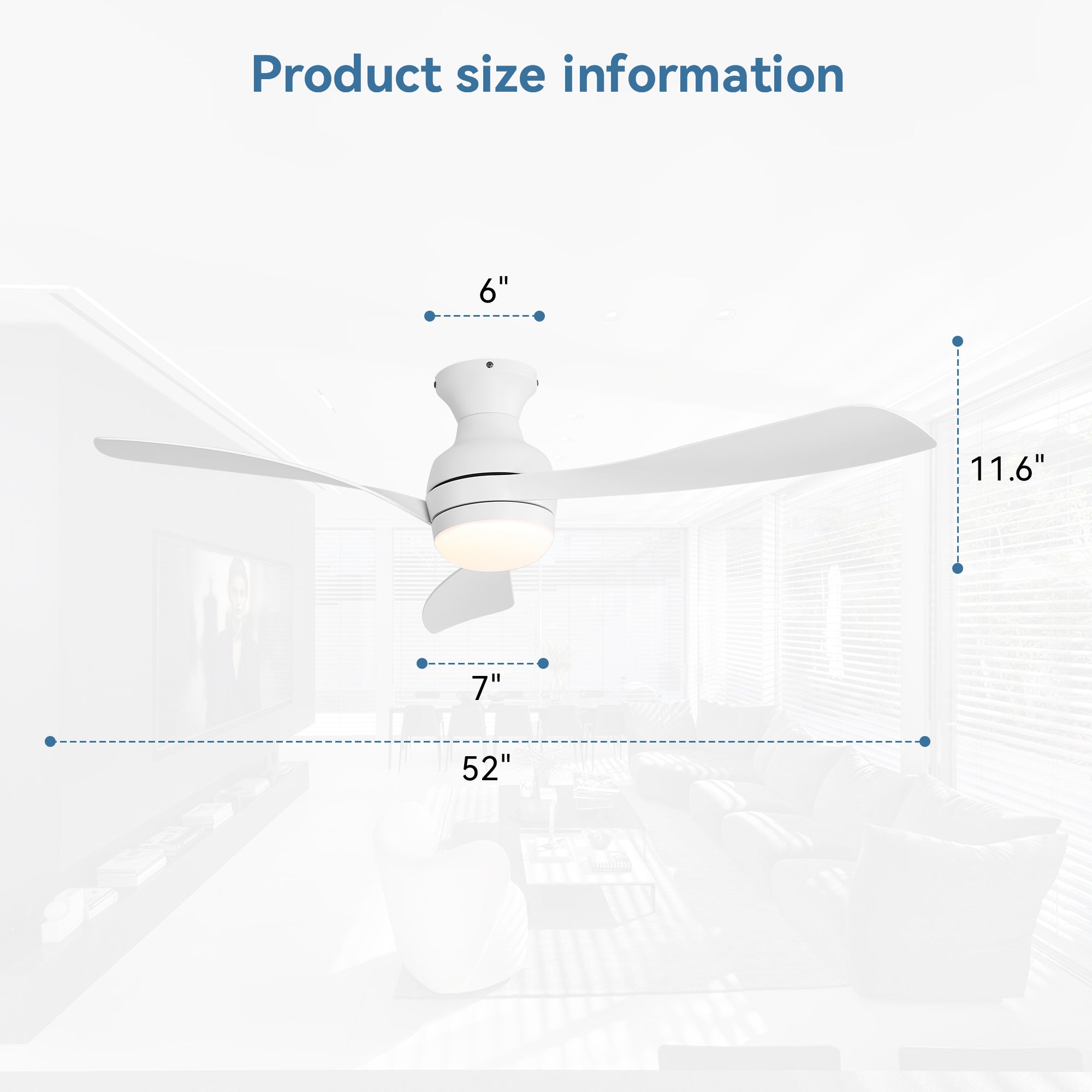 52" Low Profile Ceiling Fan with Lights, Quiet Reversible DC Motor, Dimmable LED by HouseOfZazla