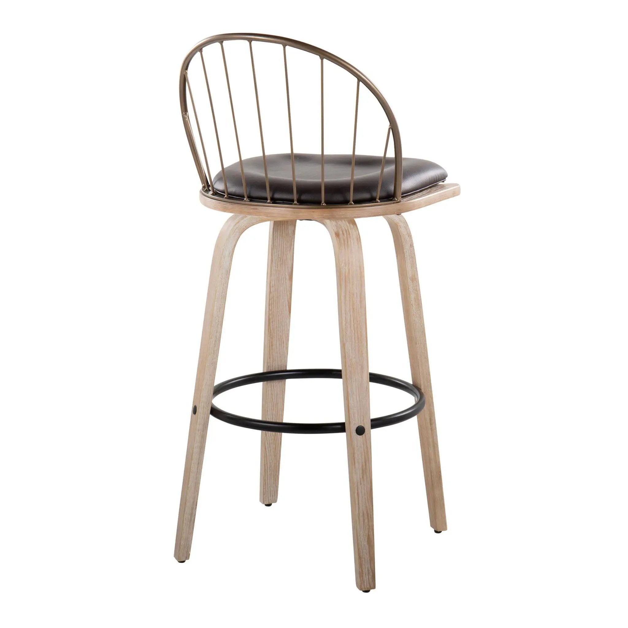Riley - Industrial / Urban Fixed Height Barstool With Swivel With Removable Cushion (Set of 2) by Unique Piece Furniture