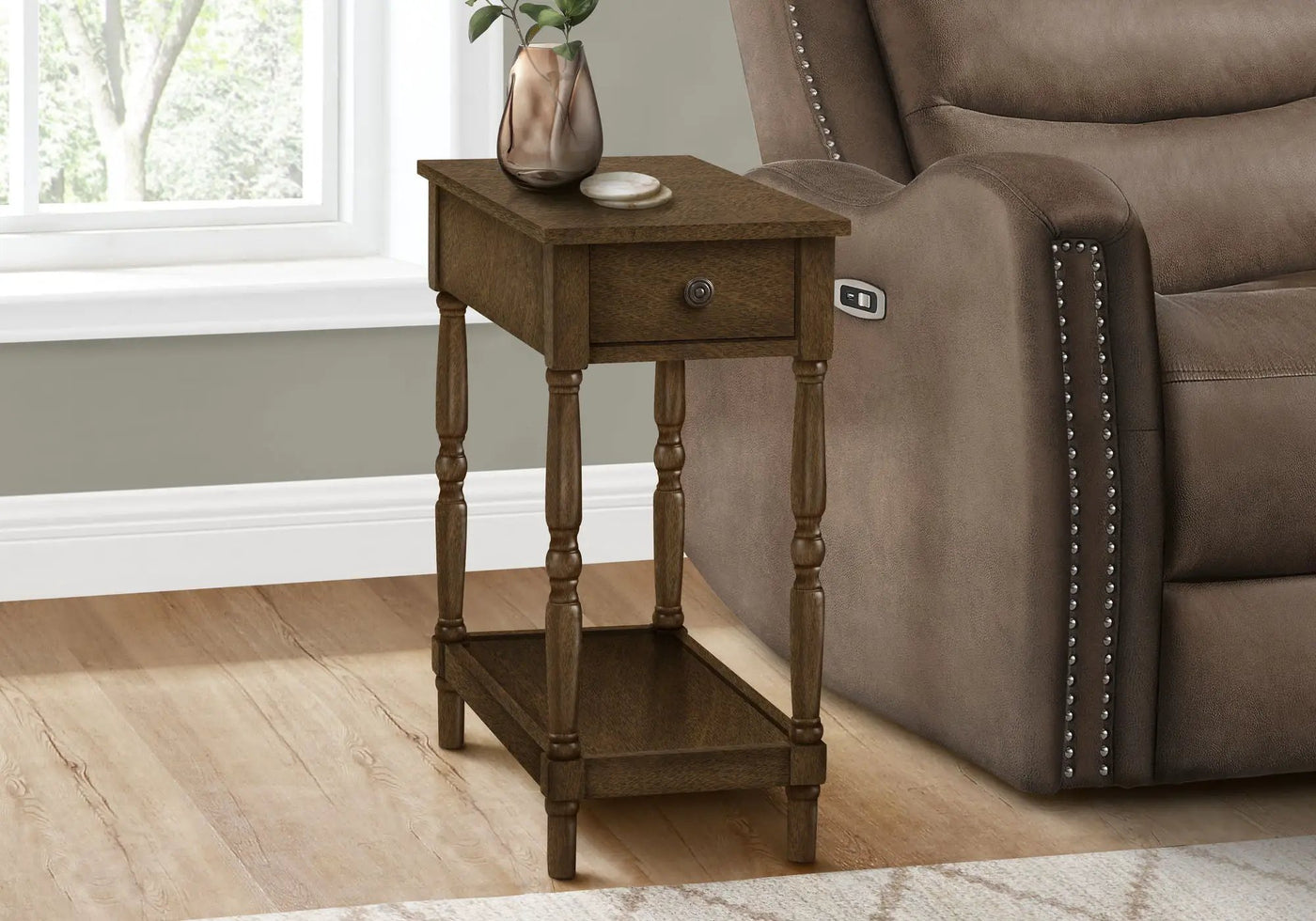 Accent End Table with 2 Tiers and Storage Drawer by HouseOfZazla