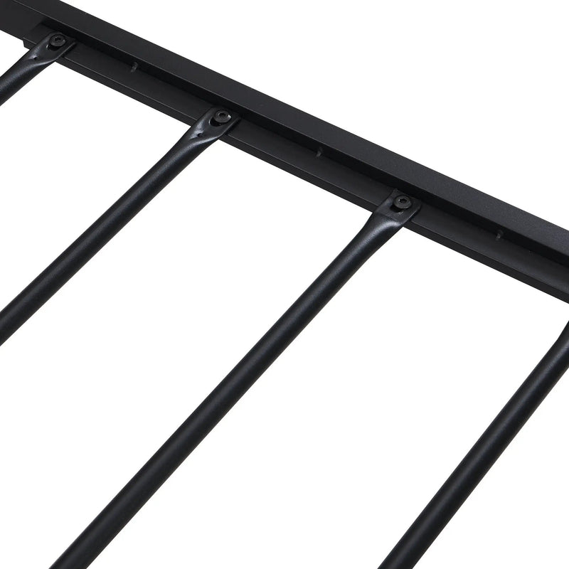 Metal Platform Bed Frame With Wooden Headboard And Footboard With USB Liner, No Box Spring Needed, Under Bed Storage by HouseOfZazla