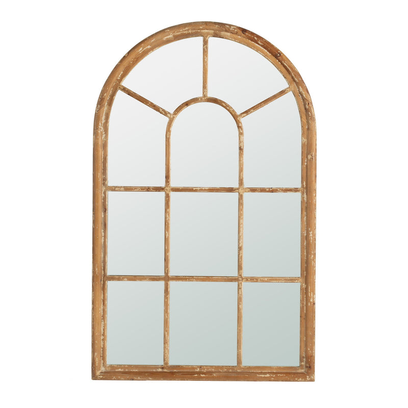 Large Arched Accent Mirror with Solid Fir Wood Frame - Brown, photo 8 of 9