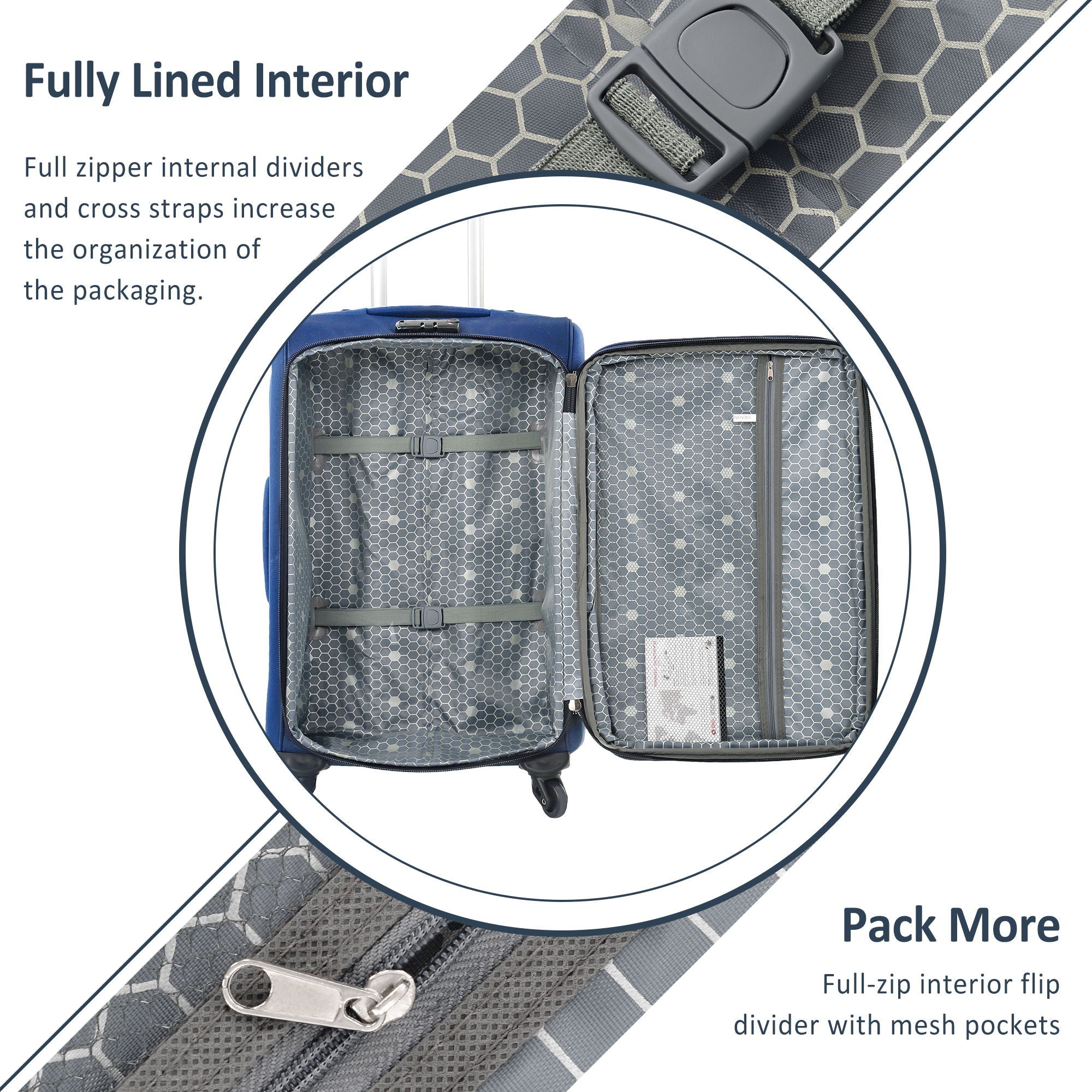 Softside Luggage Expandable 3 Piece Set Suitcase Upright Spinner Softshell Lightweight Luggage Travel Set by HouseOfZazla