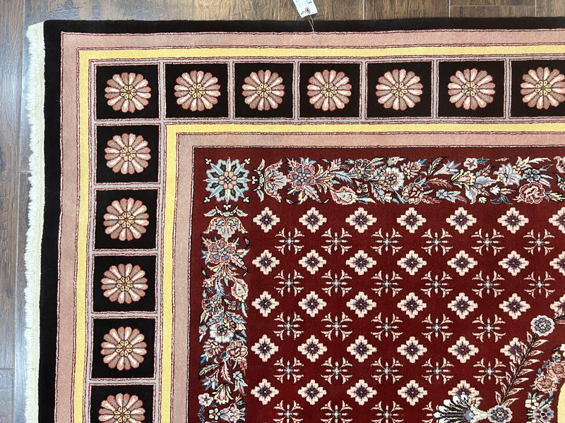 Pakistani Rug 6x9, European Aubusson Design, Wool Handmade Vintage Carpet, Dark Red, 6 x 9 Medium Sized Rug by Jewel Rugs
