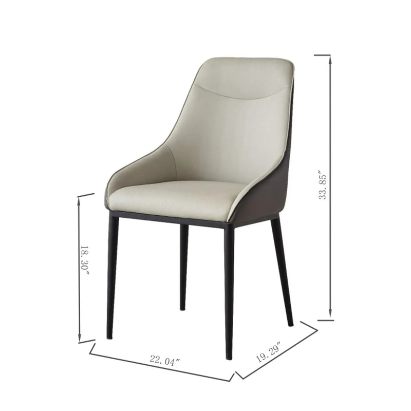 Modern Dining Chair Set Upholstered Seats Steel Metal Legs 2 Tone Contemporary Kitchen Living Room Furniture (Set of 2) - Black / Gray by HouseOfZazla