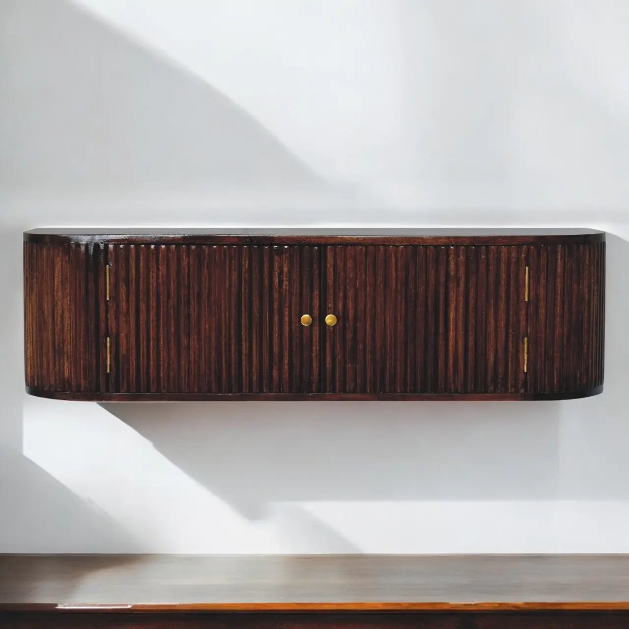 Solid Wood Chunky Chestnut Floating Bedside Table by HouseOfZazla