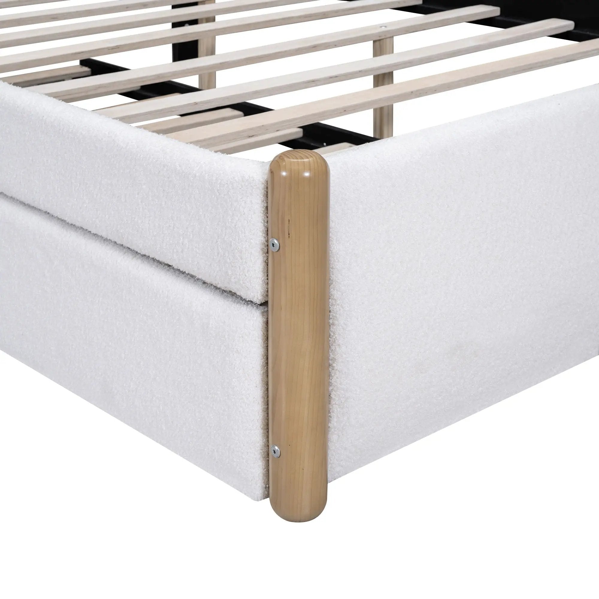 Upholstered Platform Bed With Wood Supporting Feet And Trundle by HouseOfZazla