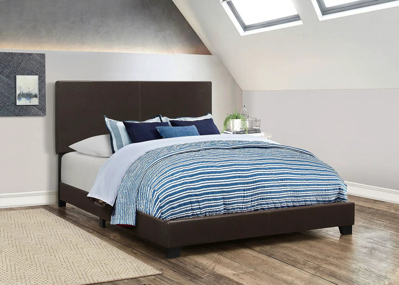 Dorian Faux Leather Upholstered Full Panel Bed Brown by Unique Piece Furniture