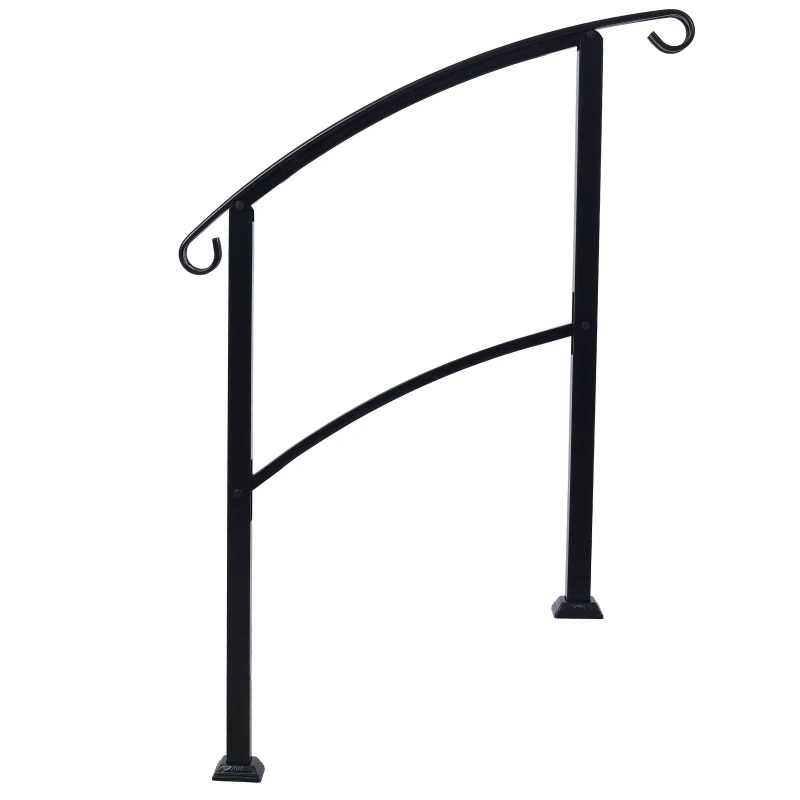 Handrails For Outdoor Steps, Fit 1 Or 3 Steps Outdoor Stair Railing, Flexible Front Porch Hand Rail, Transitional Handrails For Concrete Steps Or Wooden Stairs - Black by HouseOfZazla