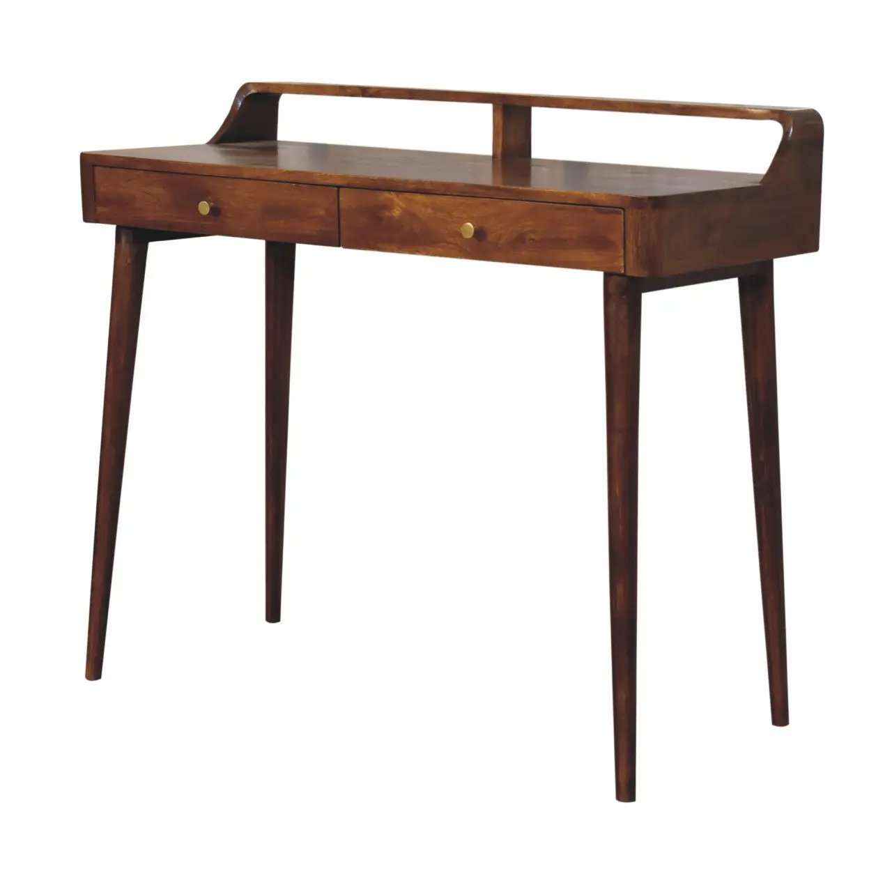 Elevated Chestnut Console Table, 2-Drawers, Nordic Legs by HouseOfZazla