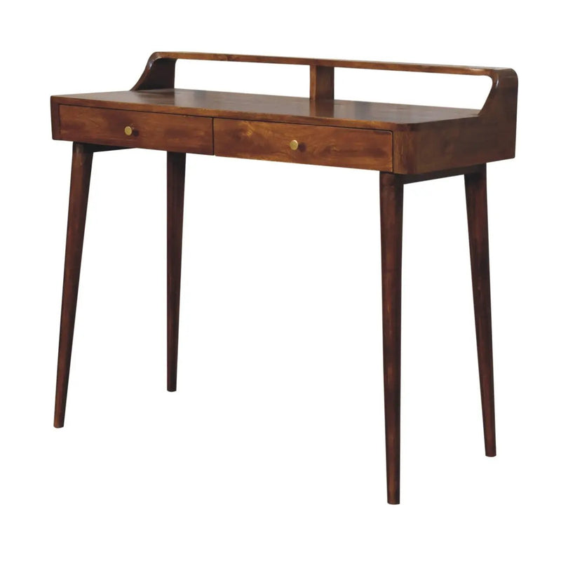 Elevated Chestnut Console Table, 2-Drawers, Nordic Legs by HouseOfZazla