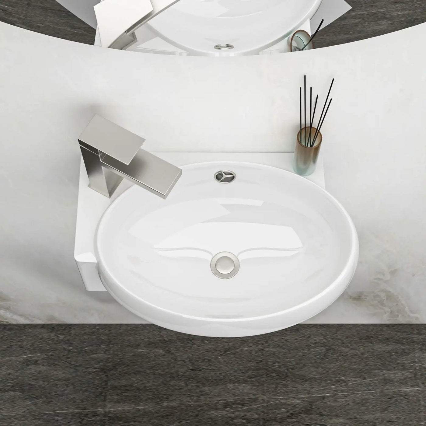 Modern Aesthetic Rectangle Wall Mount Bathroom Sink With Single Faucet Hole by HouseOfZazla