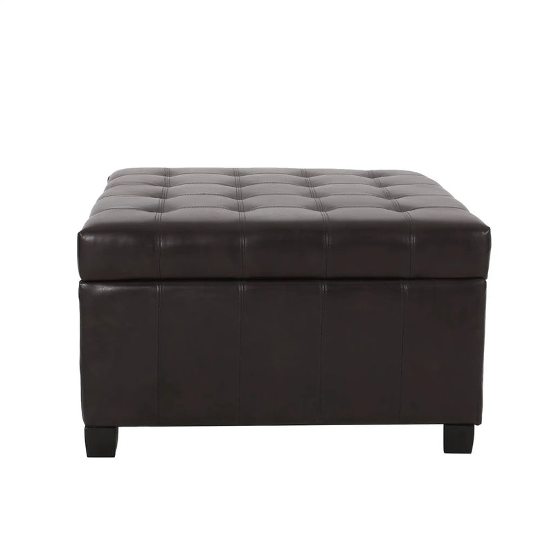 Upholstered Tufted PU Leather Storage Ottoman by HouseOfZazla