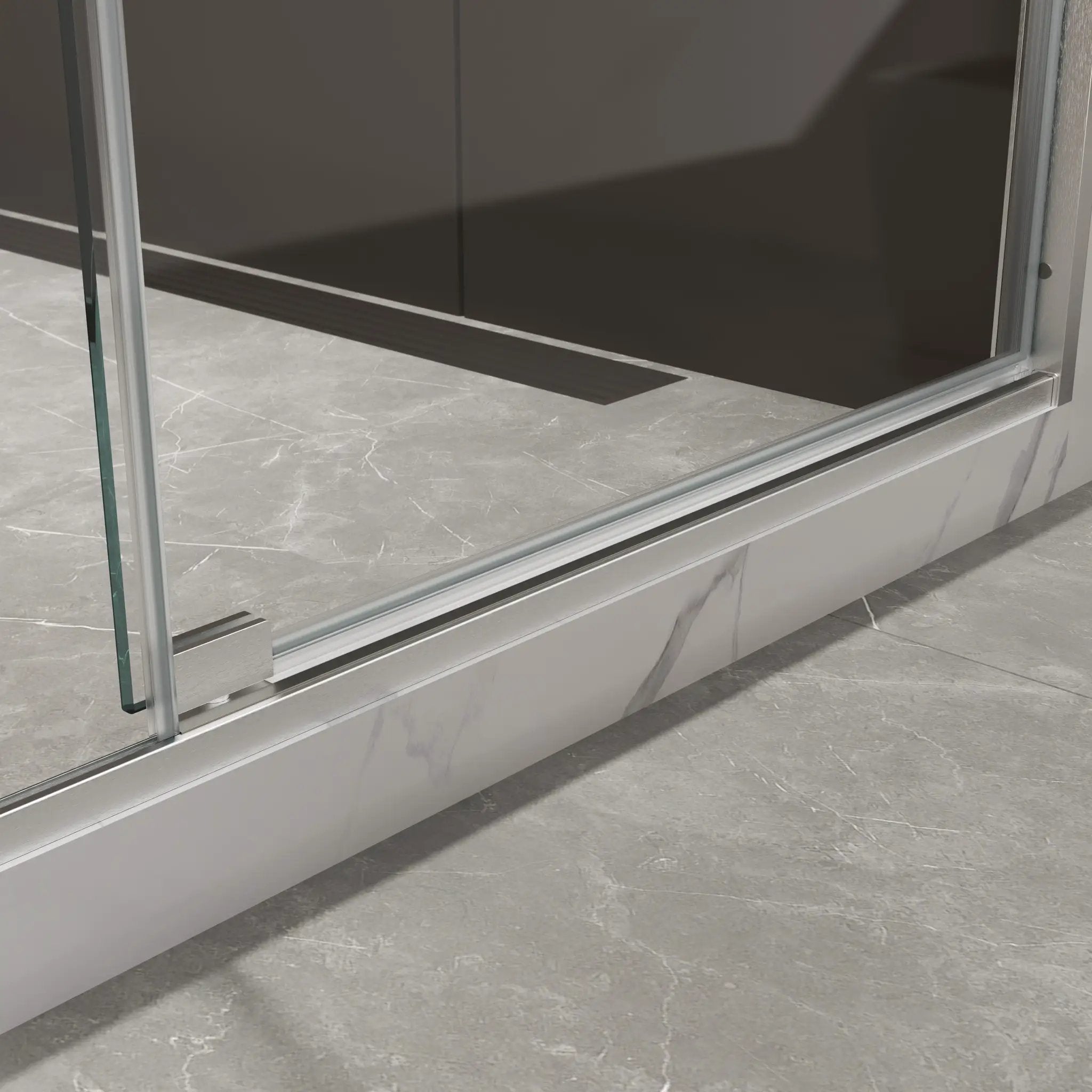 50-54"W x 74"H Pivot Shower Door with 5/16" Tempered Glass - Brushed Nickel Finish by HouseOfZazla