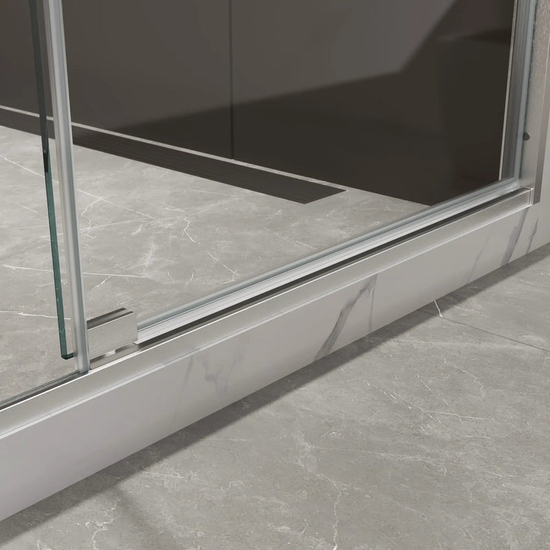 50-54"W x 74"H Pivot Shower Door with 5/16" Tempered Glass - Brushed Nickel Finish by HouseOfZazla