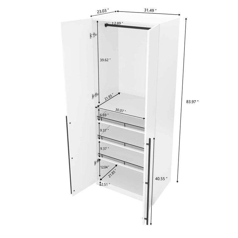 Lee - Free Standing Wardrobe Closet With Adjustable Shoe Shelves by HouseOfZazla