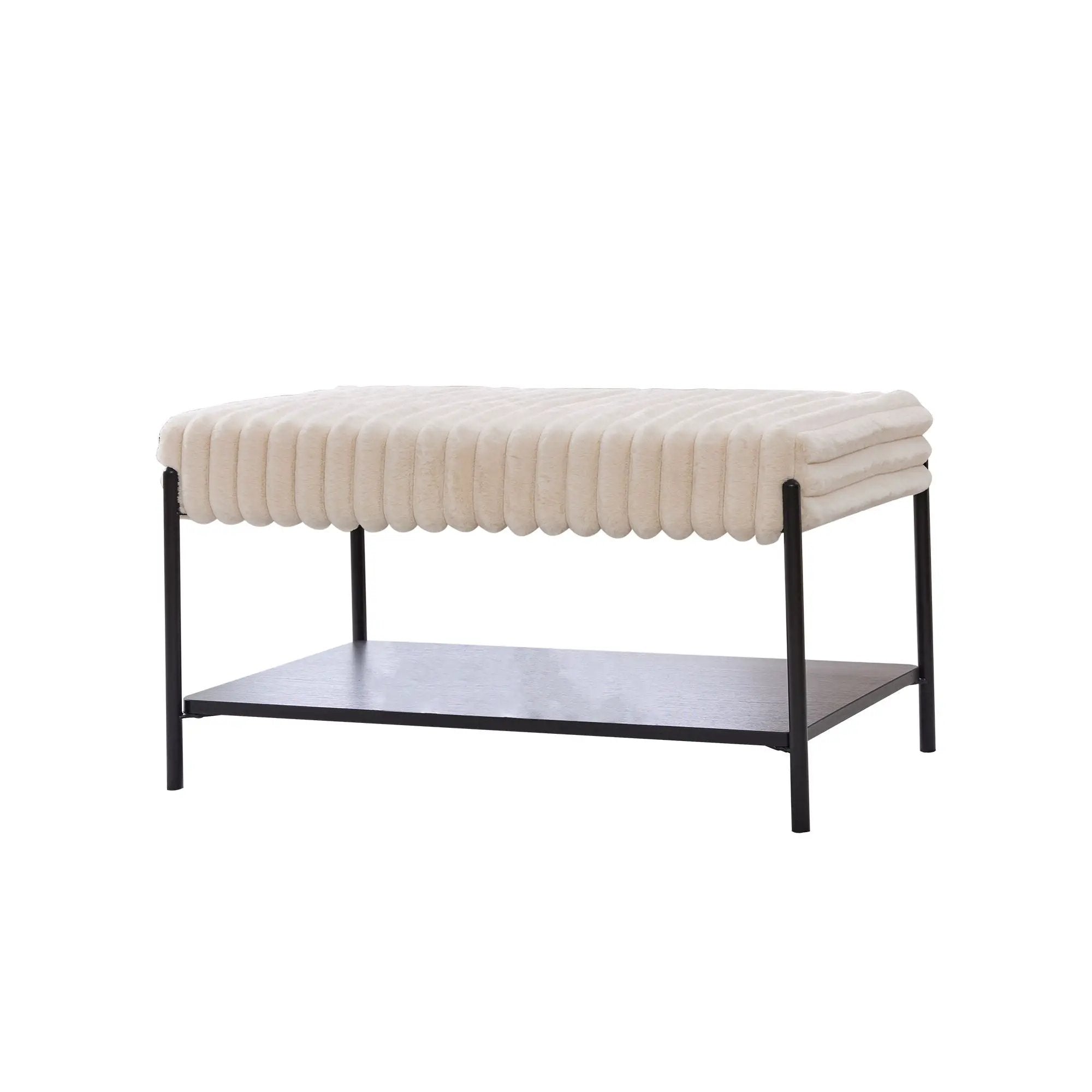 Upholstered Ottoman Coffee Table Foot Rest With Open Storage by HouseOfZazla