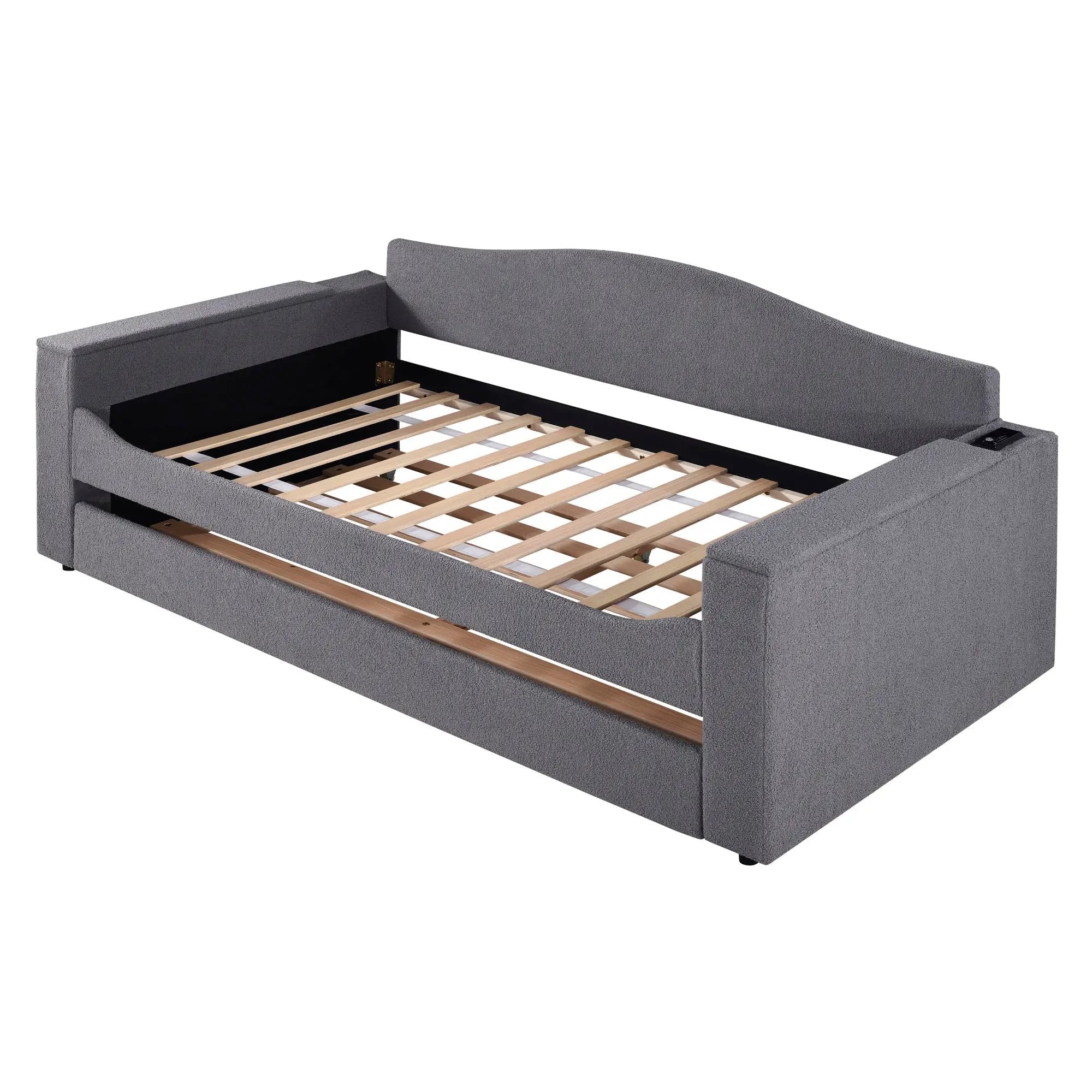 Upholstered Daybed With Storage Armrests, Trundle And Latest Integrated tooth Audio System by Unique Piece Furniture