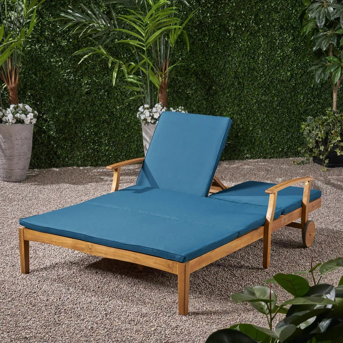 Etherealize Outdoor Adjustable Double Chaise Lounge With Water Resistant Cushions by HouseOfZazla