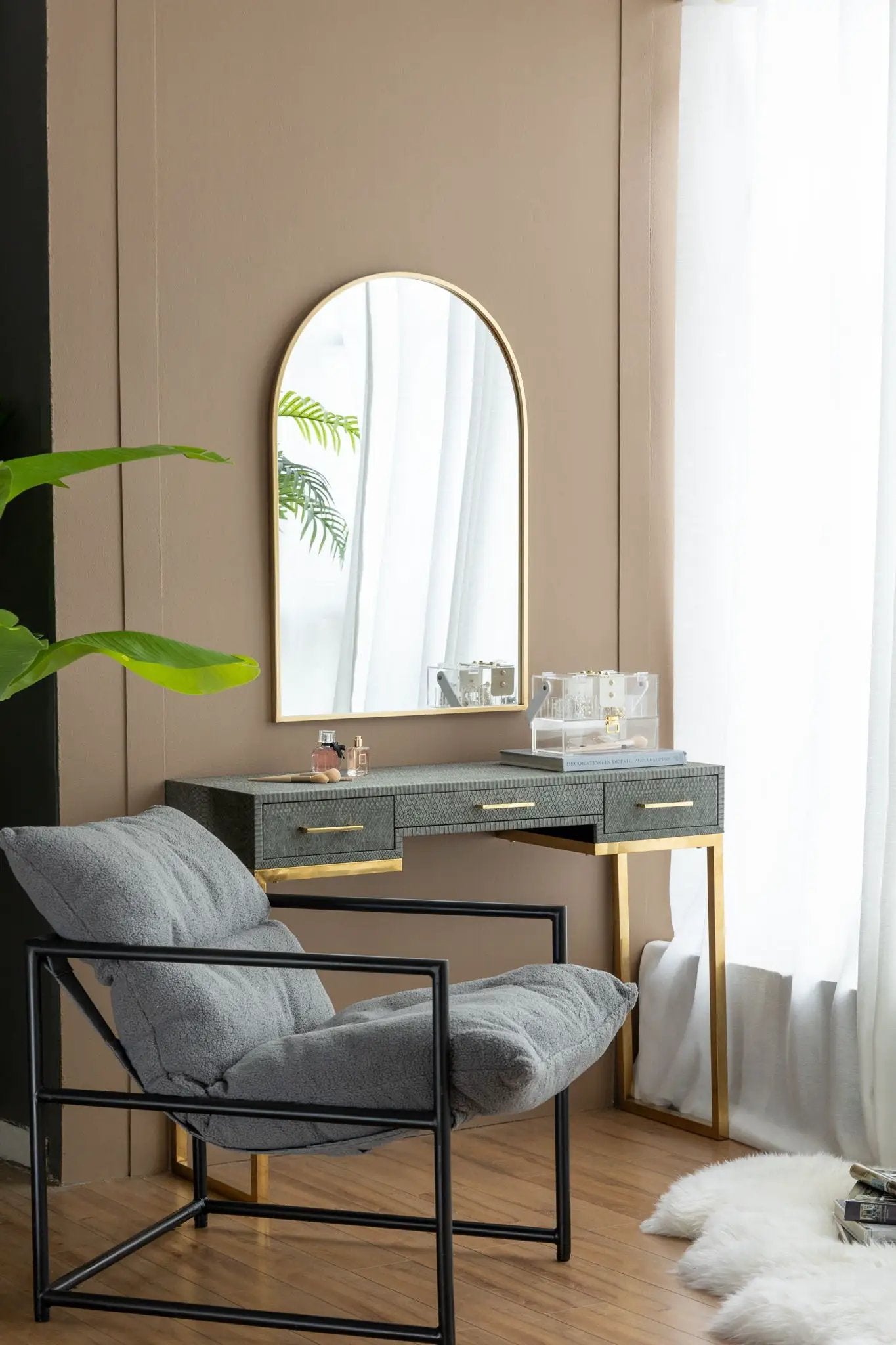Arched Mirror With Metal Frame, Wall Mirror For Living Room Bedroom Entryway by HouseOfZazla