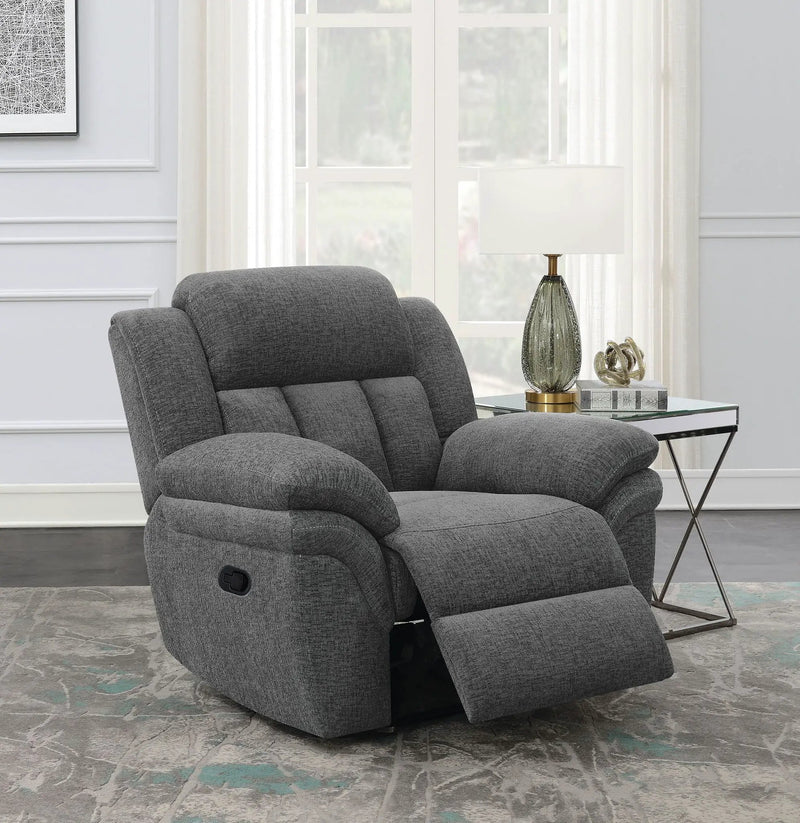 Bahrain Upholstered Glider Recliner Charcoal by Unique Piece Furniture