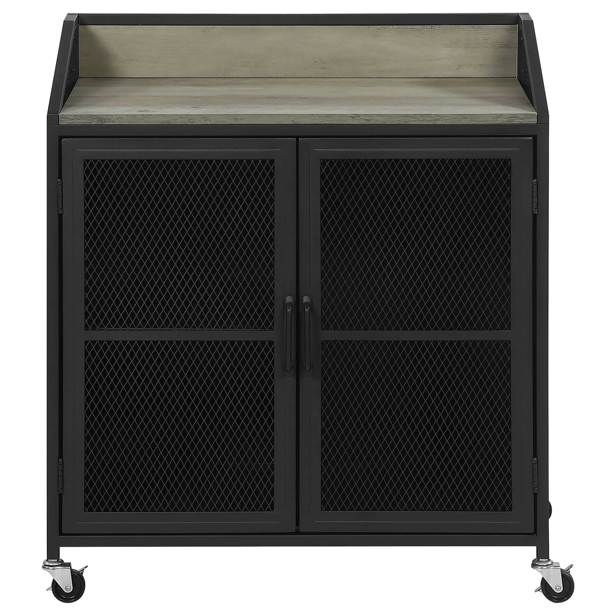 Arlette - 2 Door Mobile Home Bar Wine Cabinet With Smooth Rolling Casters - Black by HouseOfZazla