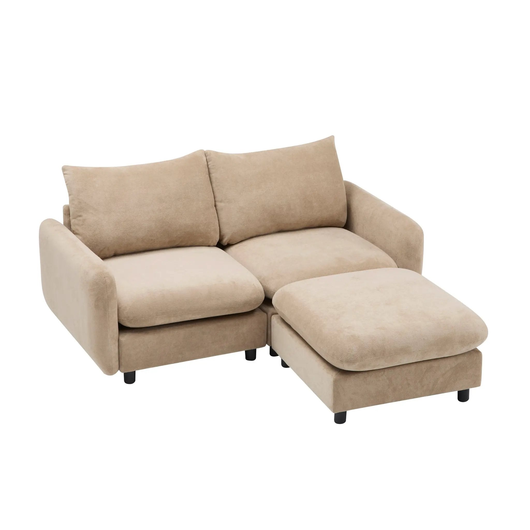 69 in. 3-Piece L Shaped Modular Velvet Sectional Sofa with Ottoman, NOMAD by HouseOfZazla