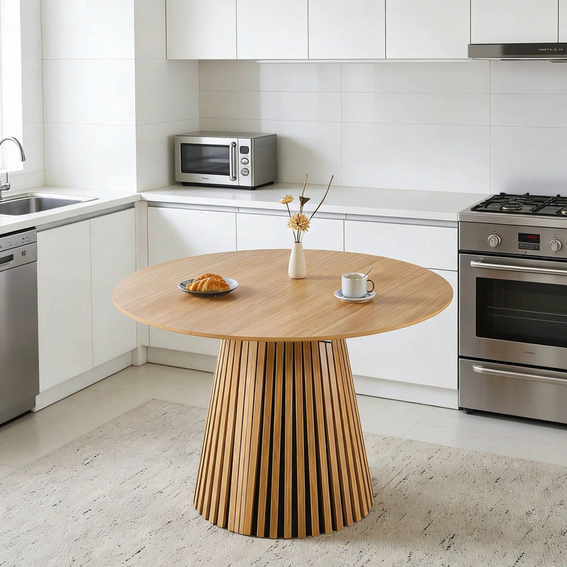 Extendable Pedestal Multifunctional Dining Table - Oak by Unique Piece Furniture
