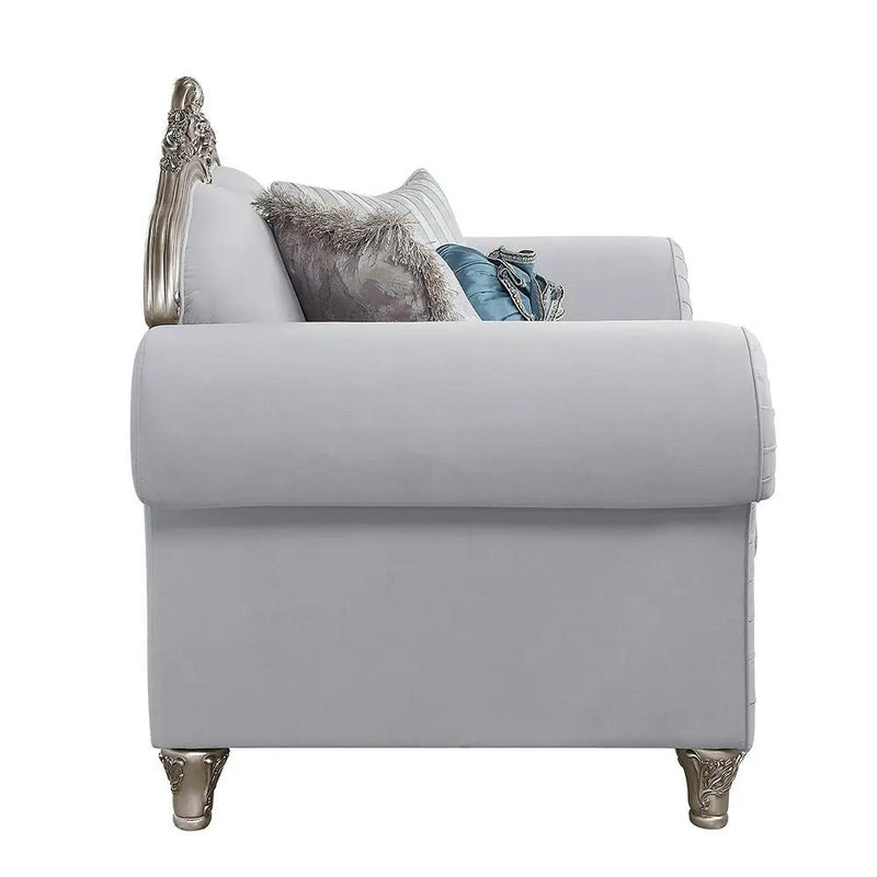 Pelumi - Chair With 3 Pillows - Light Gray Linen & Platinum by Unique Piece Furniture