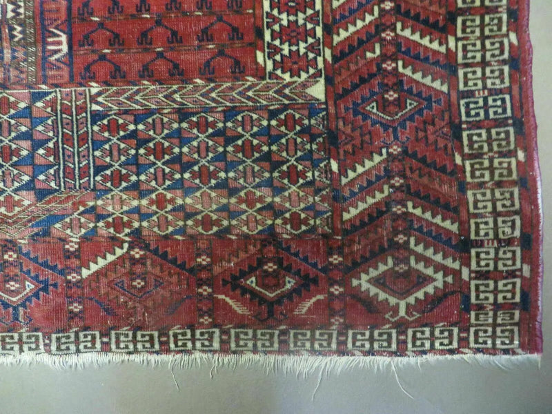 Antique Turkoman Rug 4x5, Ensi Hatchli Tekke Wool Rug by Jewel Rugs