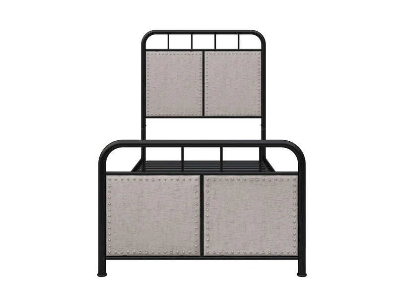 Twin Size Linen Upholstered Platform Metal Bed Frame With Fabric Headboard And Footboard - Brown by Unique Piece Furniture