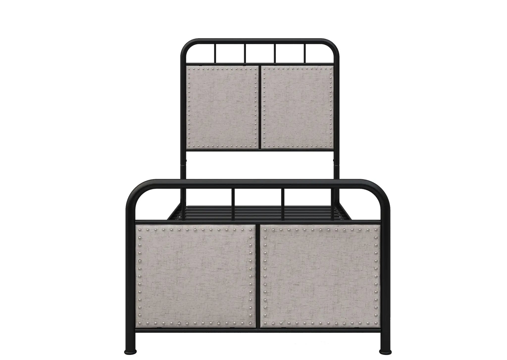 Twin Size Linen Upholstered Platform Metal Bed Frame With Fabric Headboard And Footboard - Brown by HouseOfZazla