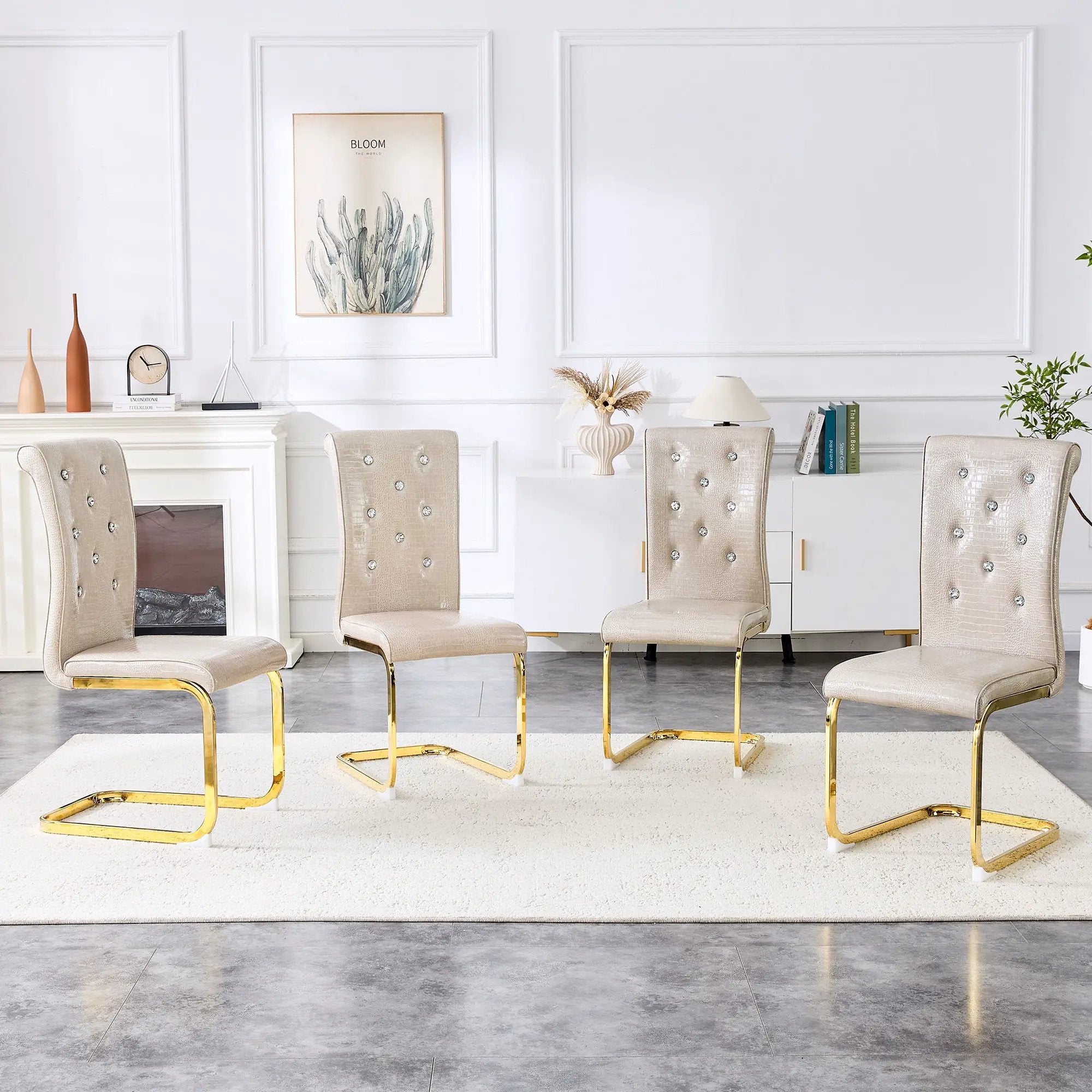 Elegant Design Alligator Skin Upholstered Dining Chairs