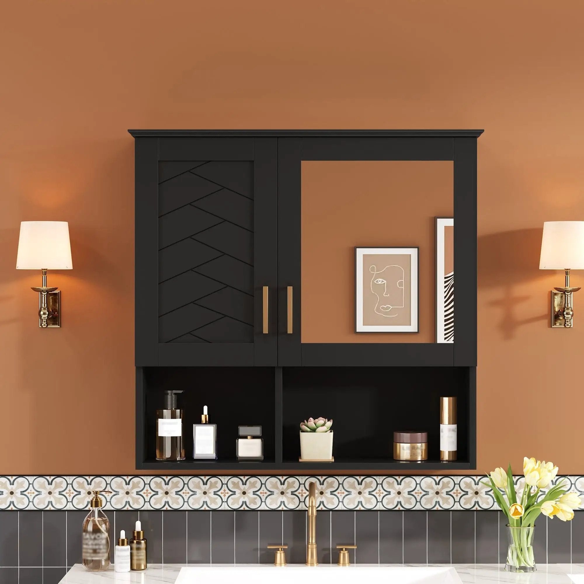 2 In 1 Wall-Mounted Mirror Cabinet With Adjustable Shelves by HouseOfZazla