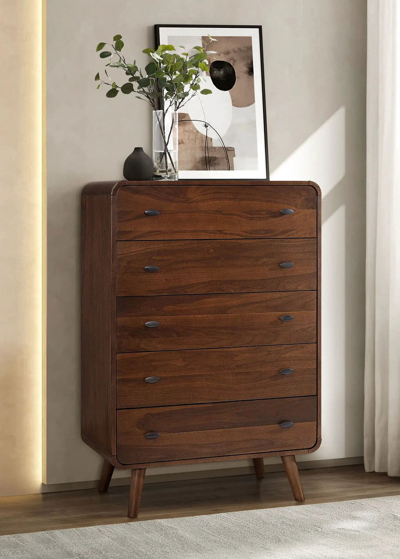 Robyn 5-drawer Bedroom Chest of Drawers Dark Walnut by Unique Piece Furniture