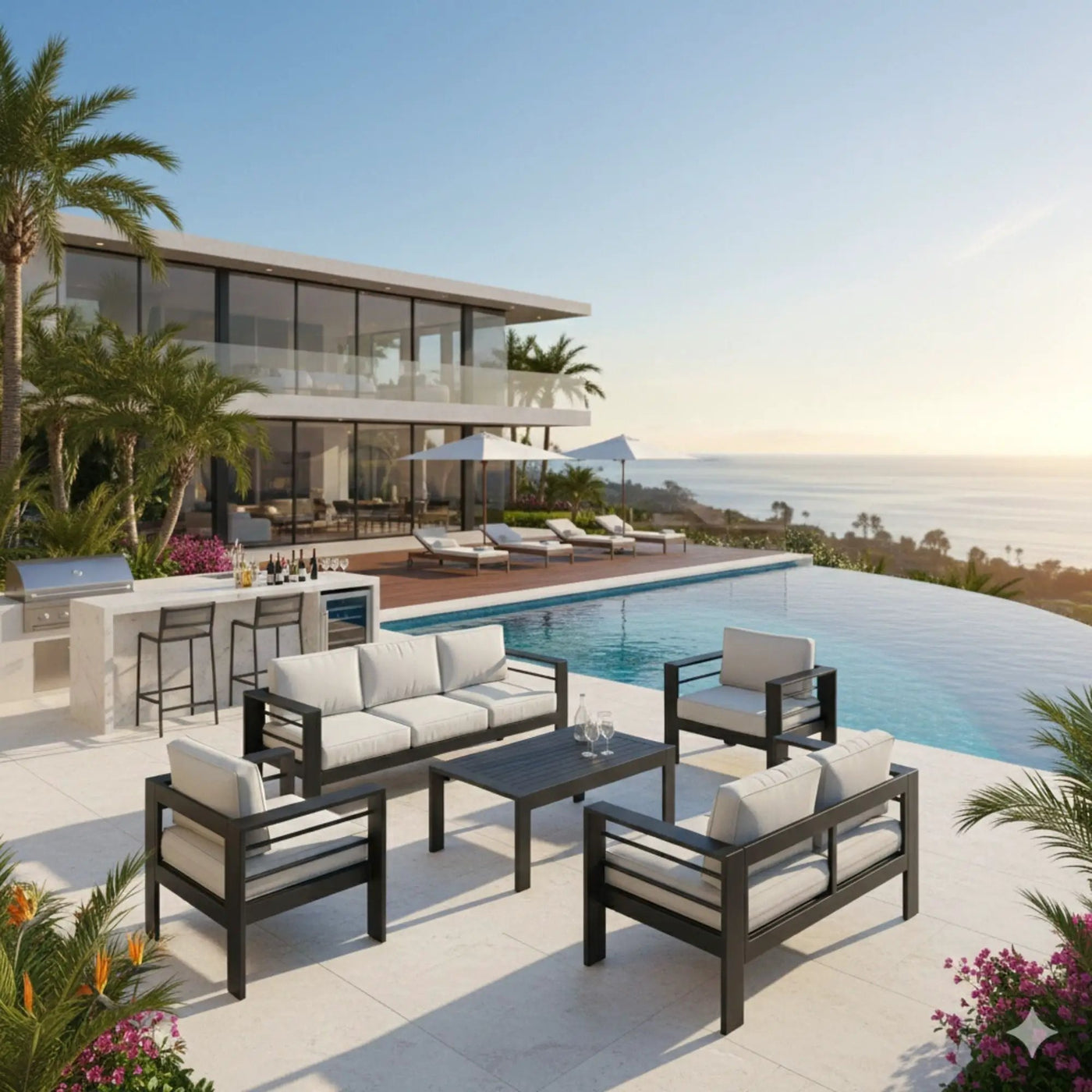 Outdoor Patio Set With All-Weather Thick Cushions by HouseOfZazla