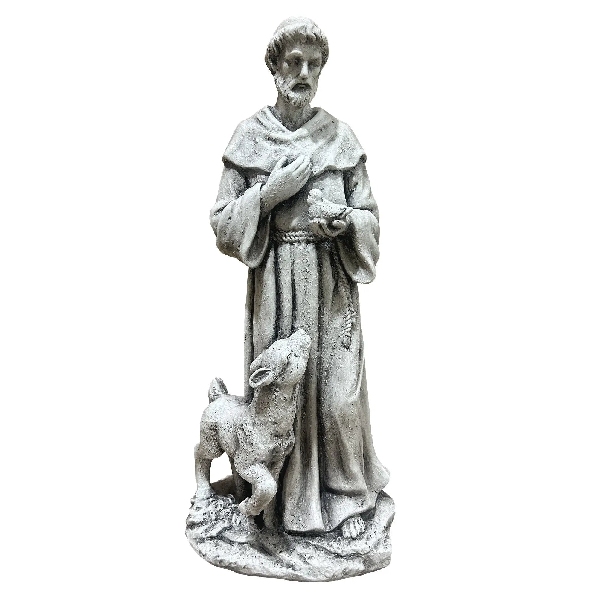 Magnesium Oxide Saint Statue With Lamb Weatherproof Religious Sculpture by HouseOfZazla
