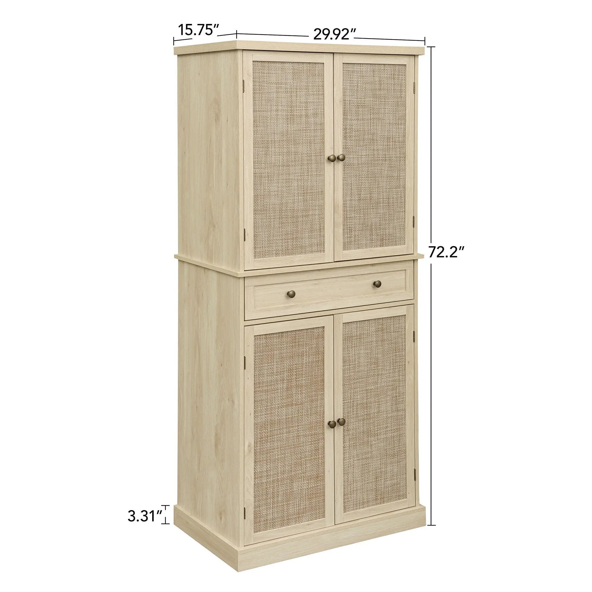 4 Door Storage Cabinet With 1 Drawer And 4 Adjustable Inner Shelves - Natural by Unique Piece Furniture