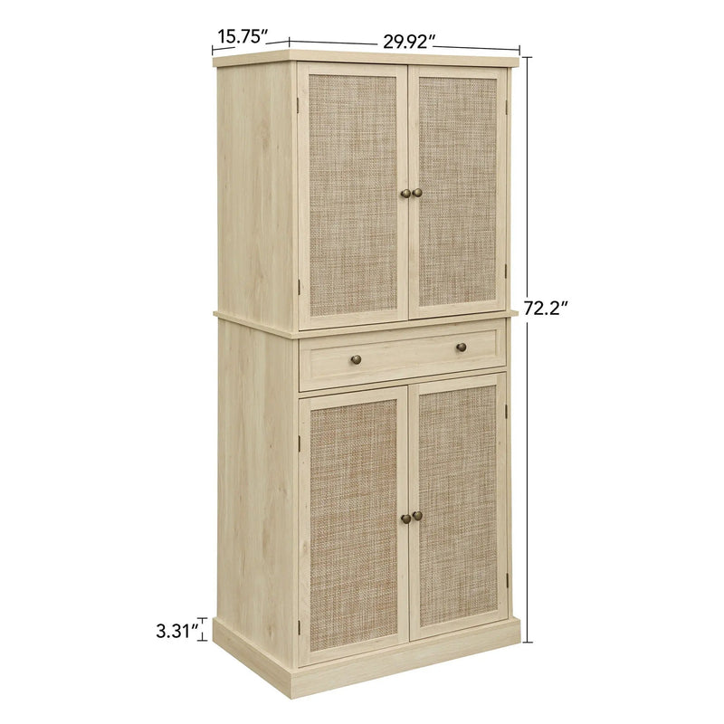 4 Door Storage Cabinet With 1 Drawer And 4 Adjustable Inner Shelves - Natural by Unique Piece Furniture