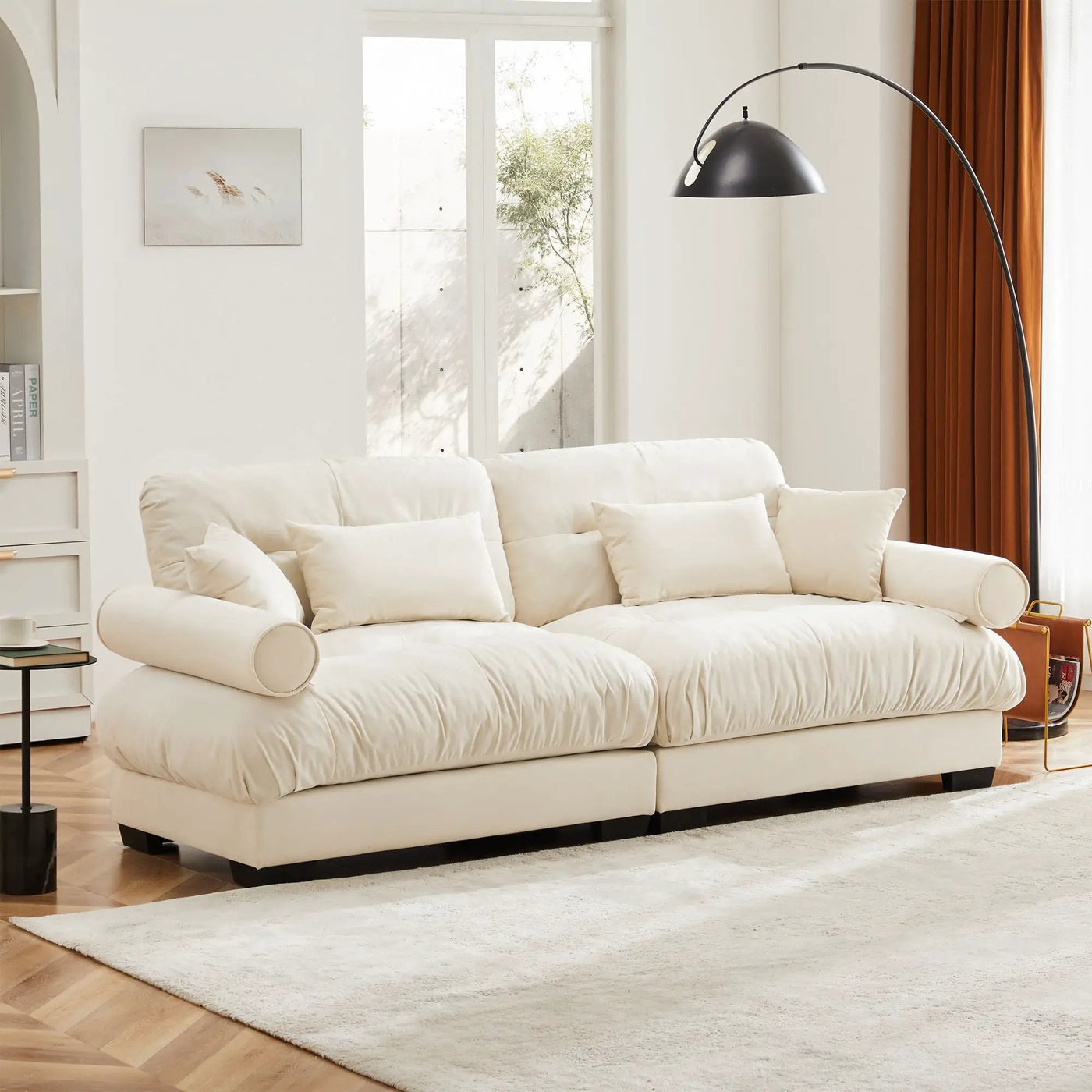 Modern Sofa With Bolstered Armrests And Pillows by HouseOfZazla