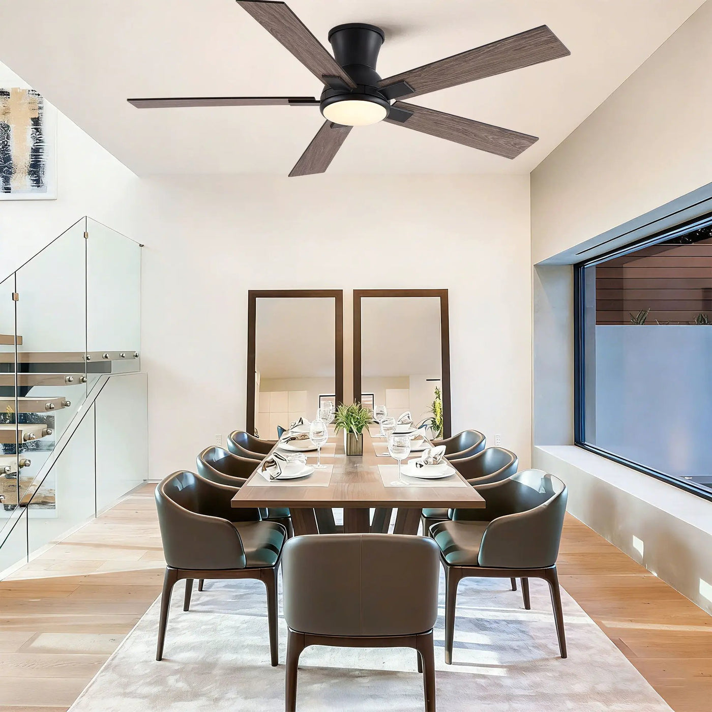 Low Profile Flush Mount Intergrated LED Ceiling Fan With Light And Reversible Quiet Motor by HouseOfZazla