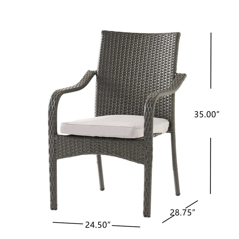 Outdoor PE Rattan Stacking Chair with Iron Frame and Cushions (Set of 4) by HouseOfZazla