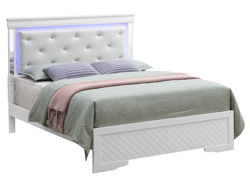 Bed With LED Light Accents Headboard by Unique Piece Furniture