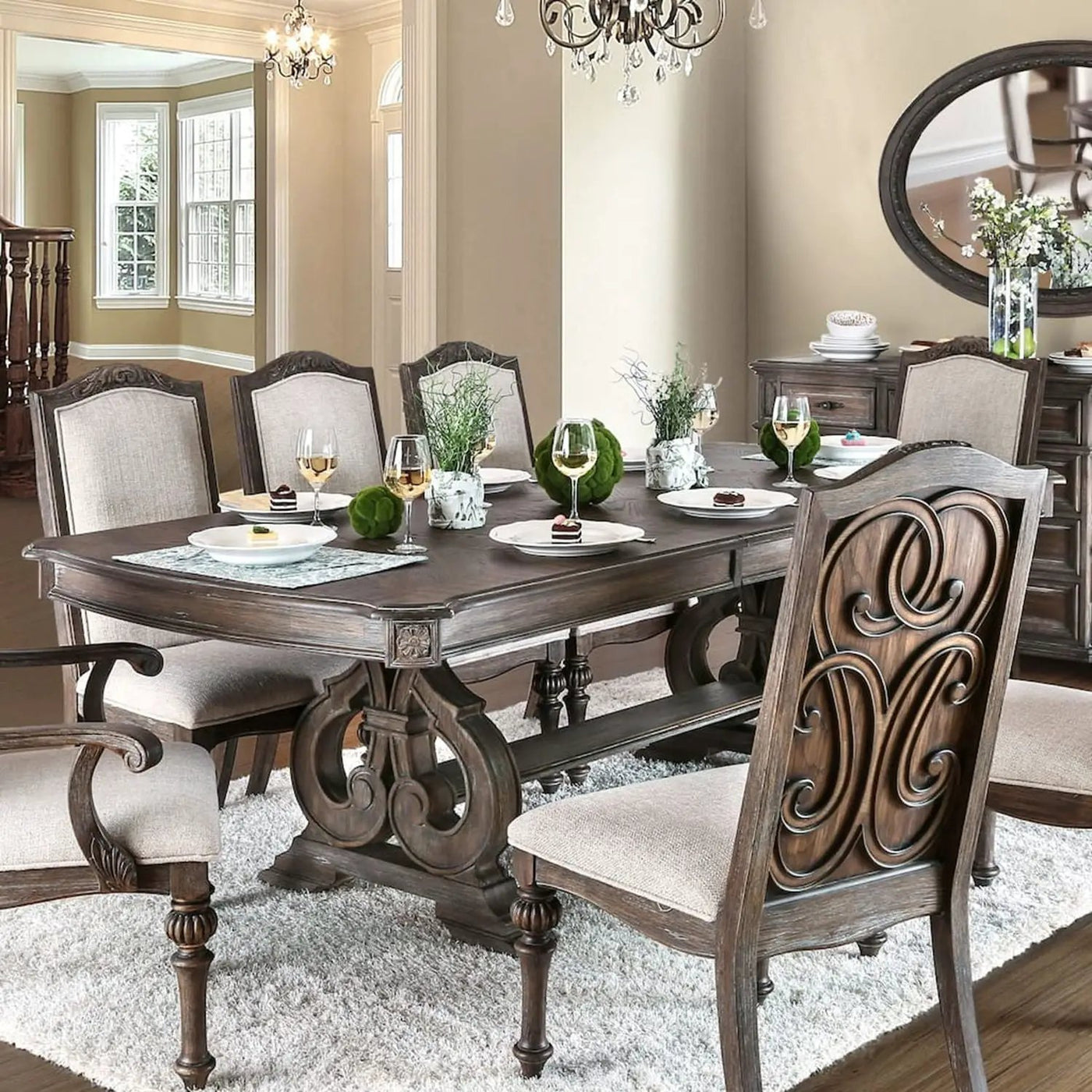Rustic Dining Set With Table And Upholstered Chairs by HouseOfZazla
