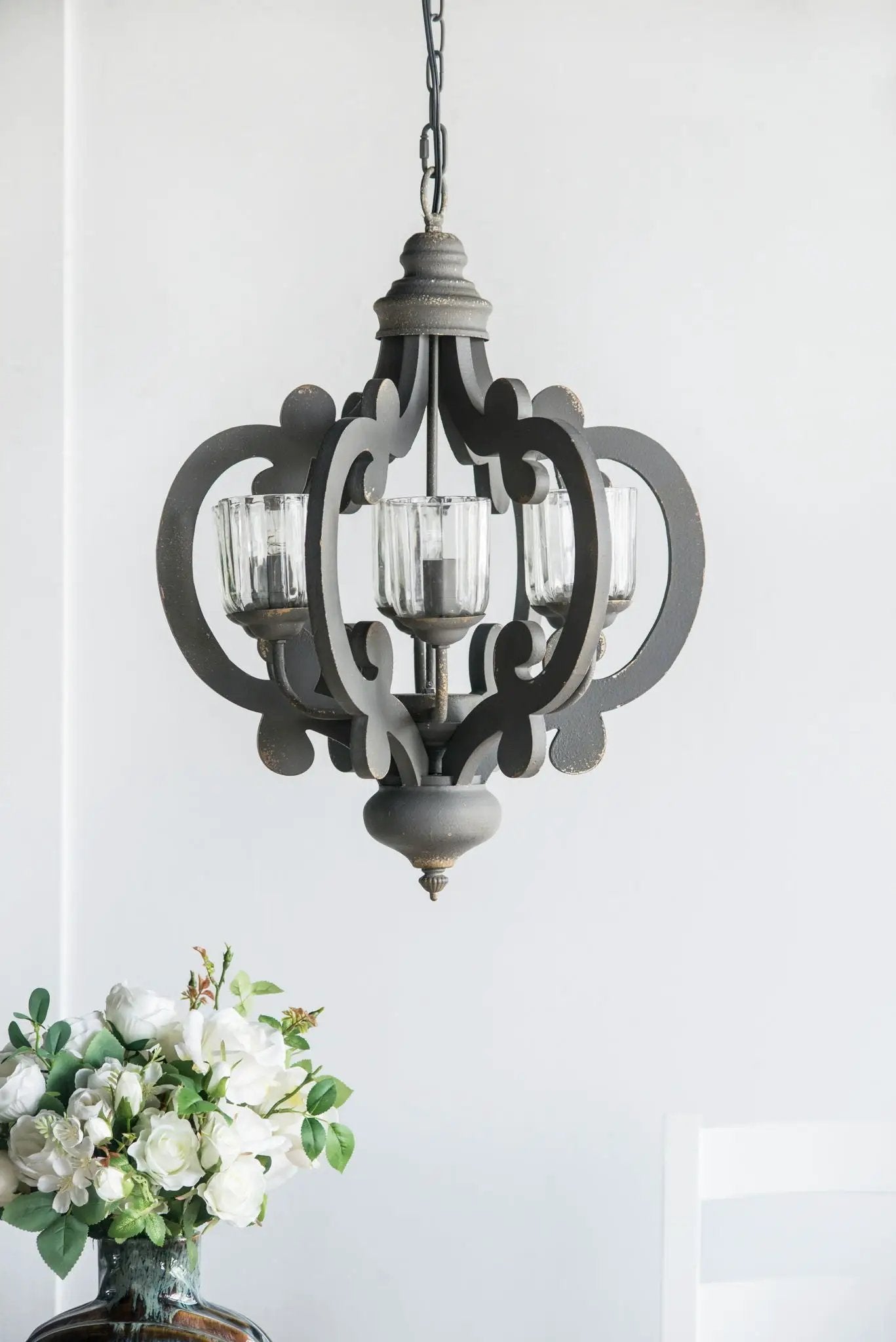 Farmhouse Chandelier, 6 Light Wood Chandelier Pendant Light Fixture With Adjustable Chain For Dining Room Living Room Entryway, Bulb Not Included by HouseOfZazla