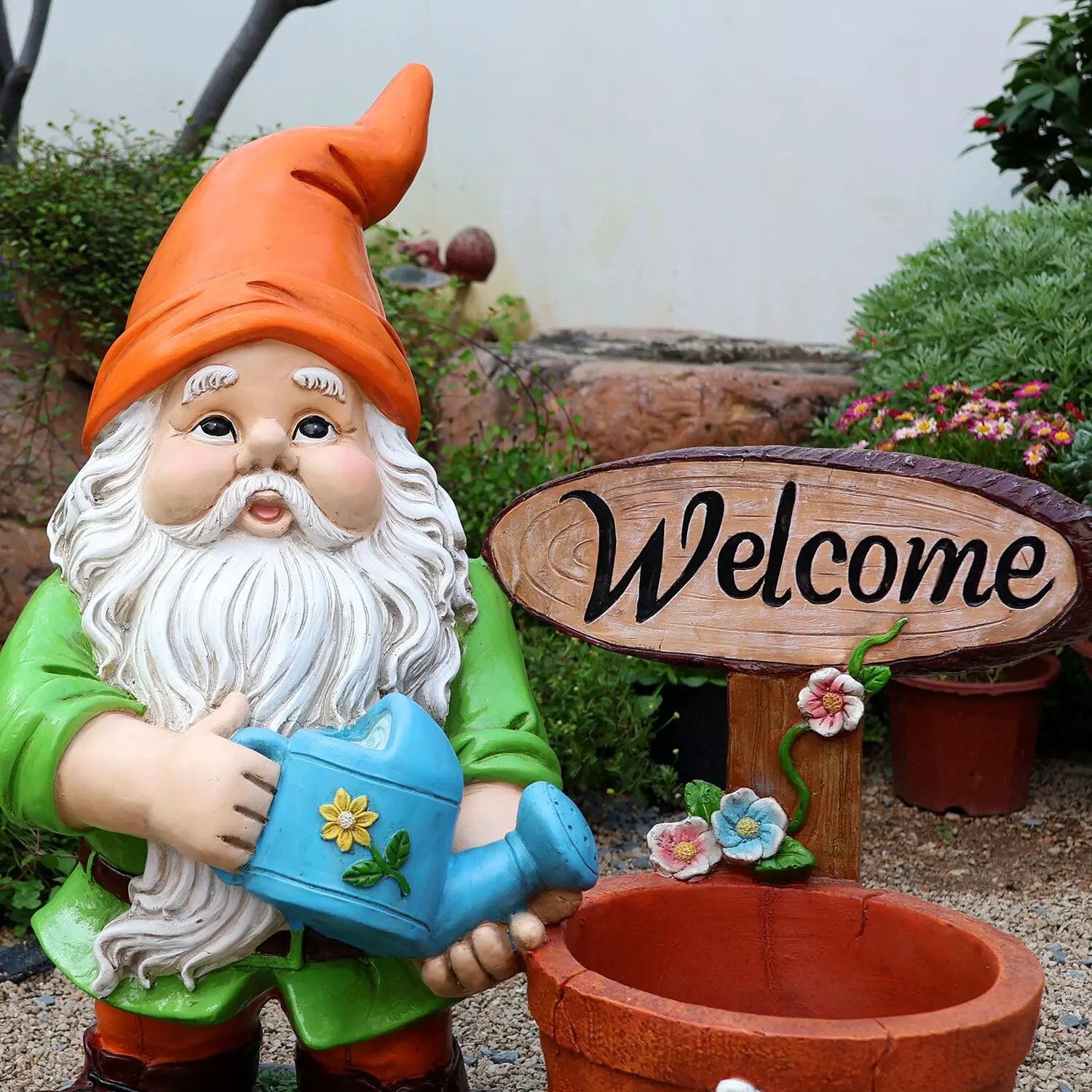 Outdoor Garden Gnome Flower Pot Planter by HouseOfZazla
