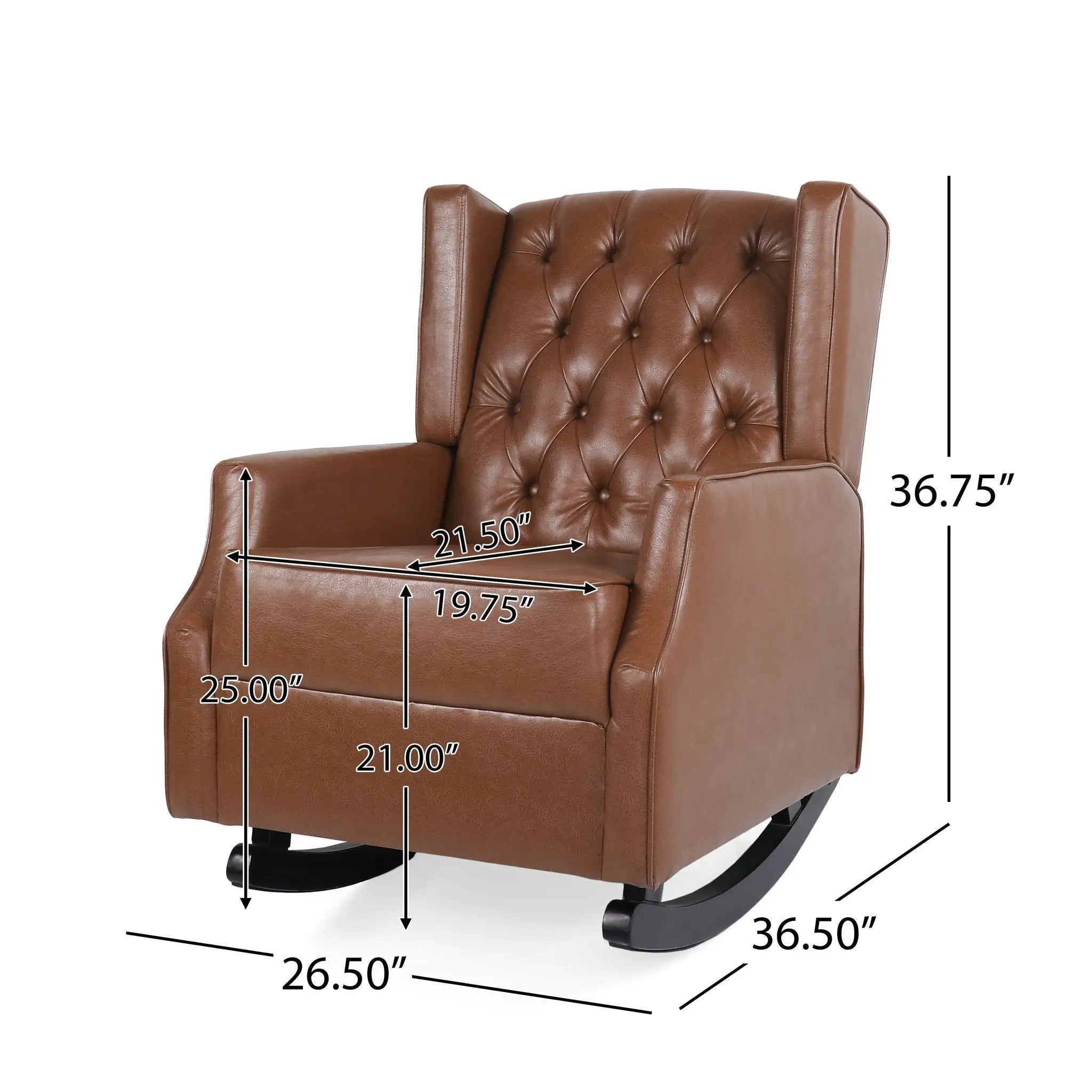 Moss Upholstered Rocking Recliner With Diamond Tufting And Wingback - Light Brown by HouseOfZazla