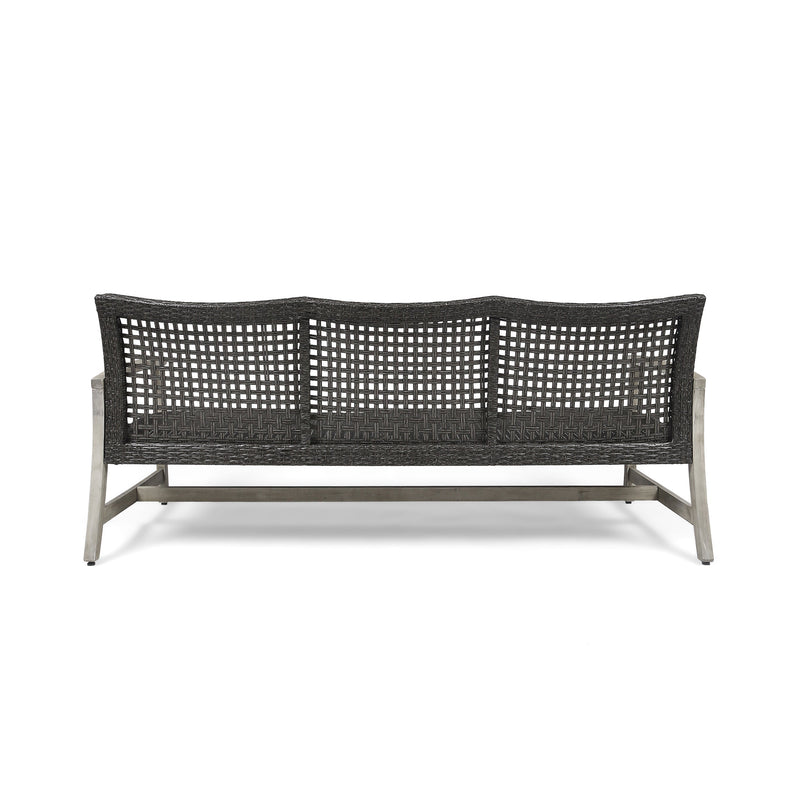 Outdoor Acacia Wood Wicker 3 Seater Sofa by HouseOfZazla