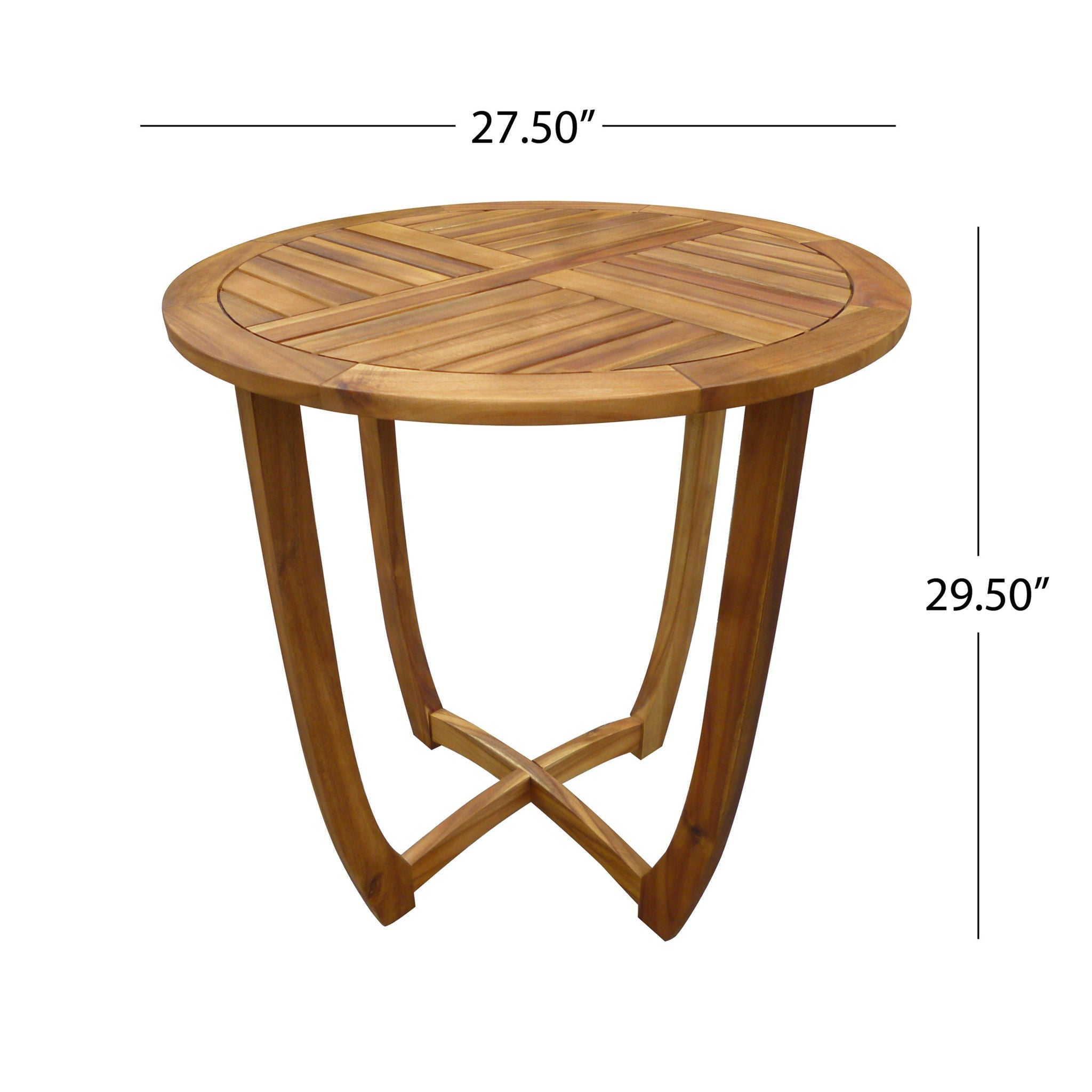 Outdoor Circular Wood Bistro Table With Curved Legs And Slat Panel Table Top - Teak by HouseOfZazla
